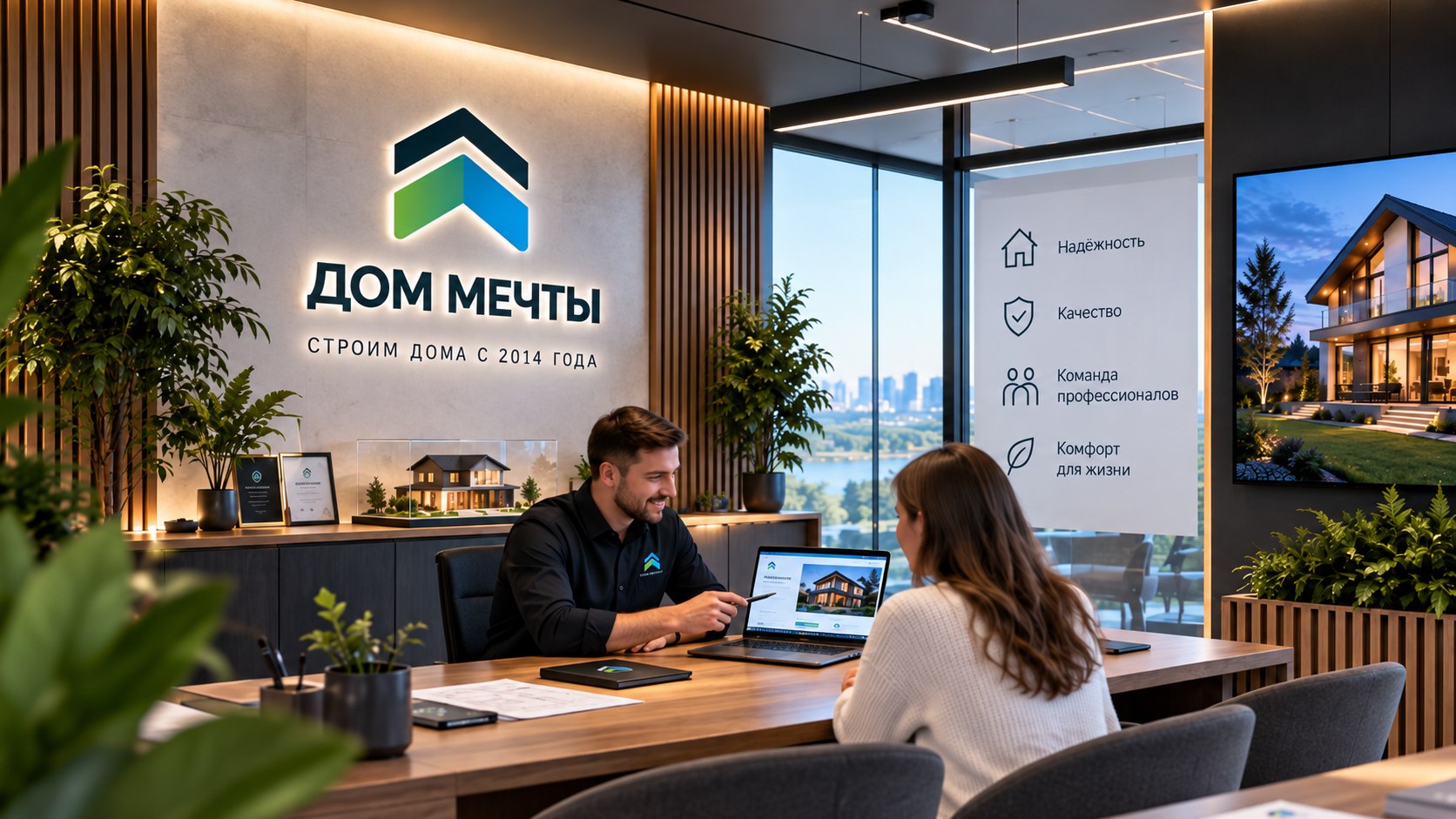 Современный частный дом, построенный компанией «Дом Мечты»